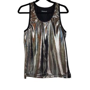 BETA BRAND TANK TOP SILVER STRETCH DISCO FESTIVAL CLUB METALLIC SIZE XS